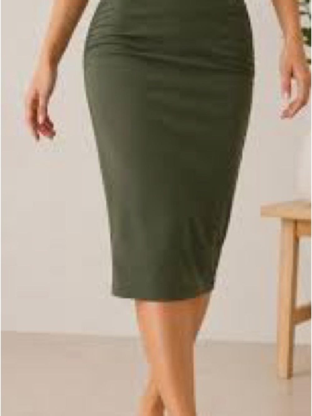 Athleta Transcend Olive Green Pencil Skirt - Sleek Women's Midi Skirt